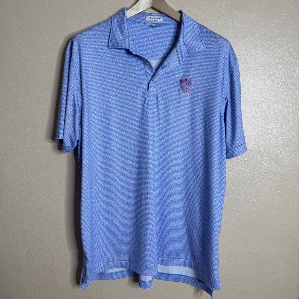 Peter Millar Summer Comfort Shirt Men XL Blue  Polo Short Sleeve Golf Logo